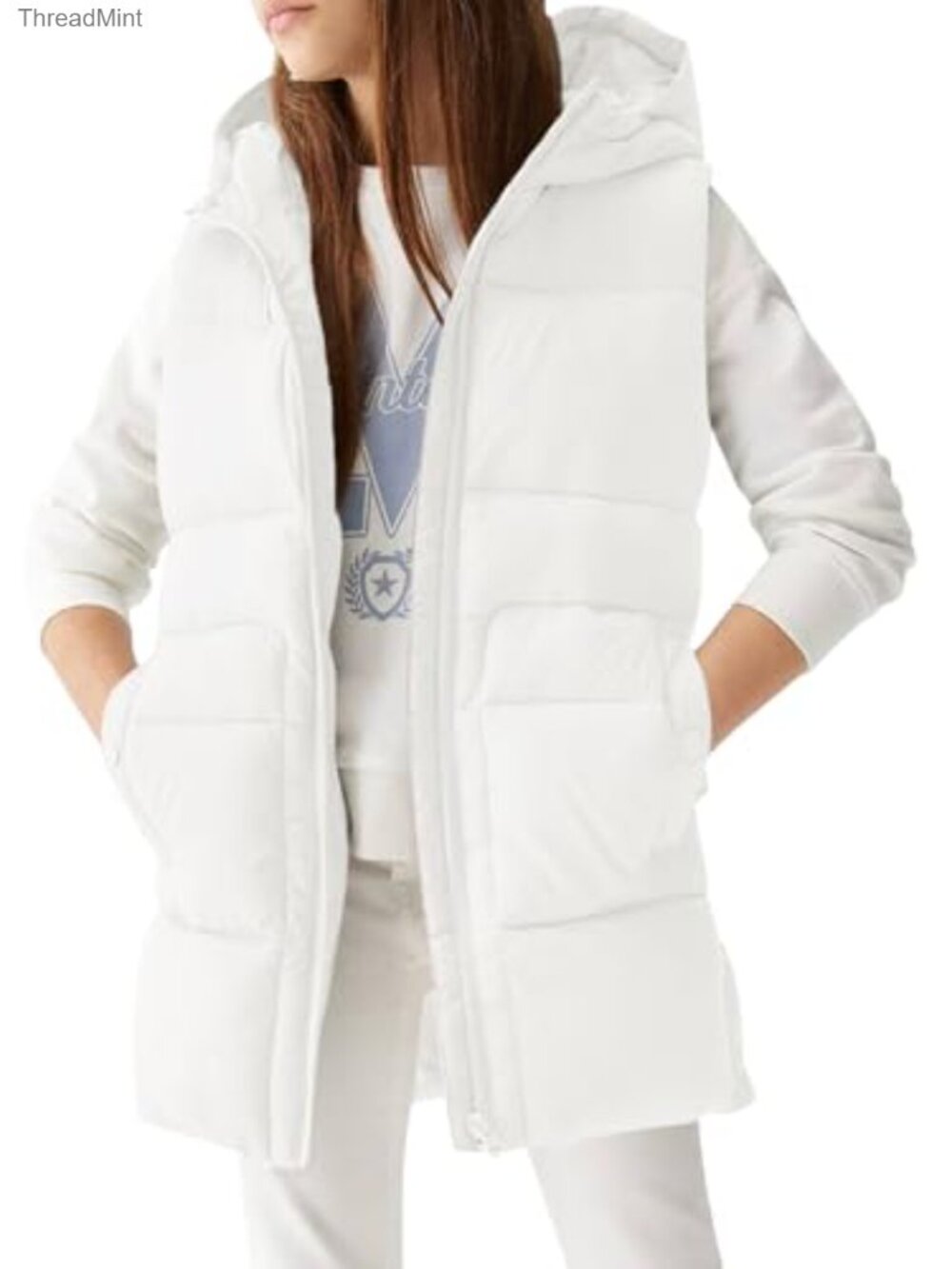 Girls Hooded Quilted Puffer Vest Sleeveless Zipper with Pockets